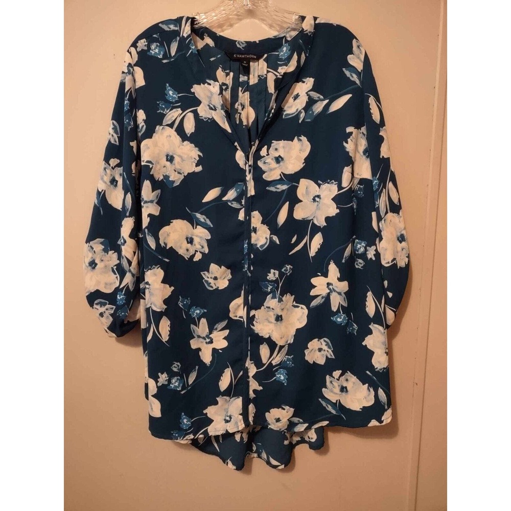 41 Hawthorn | Blue Floral Blouse | Size 3X
